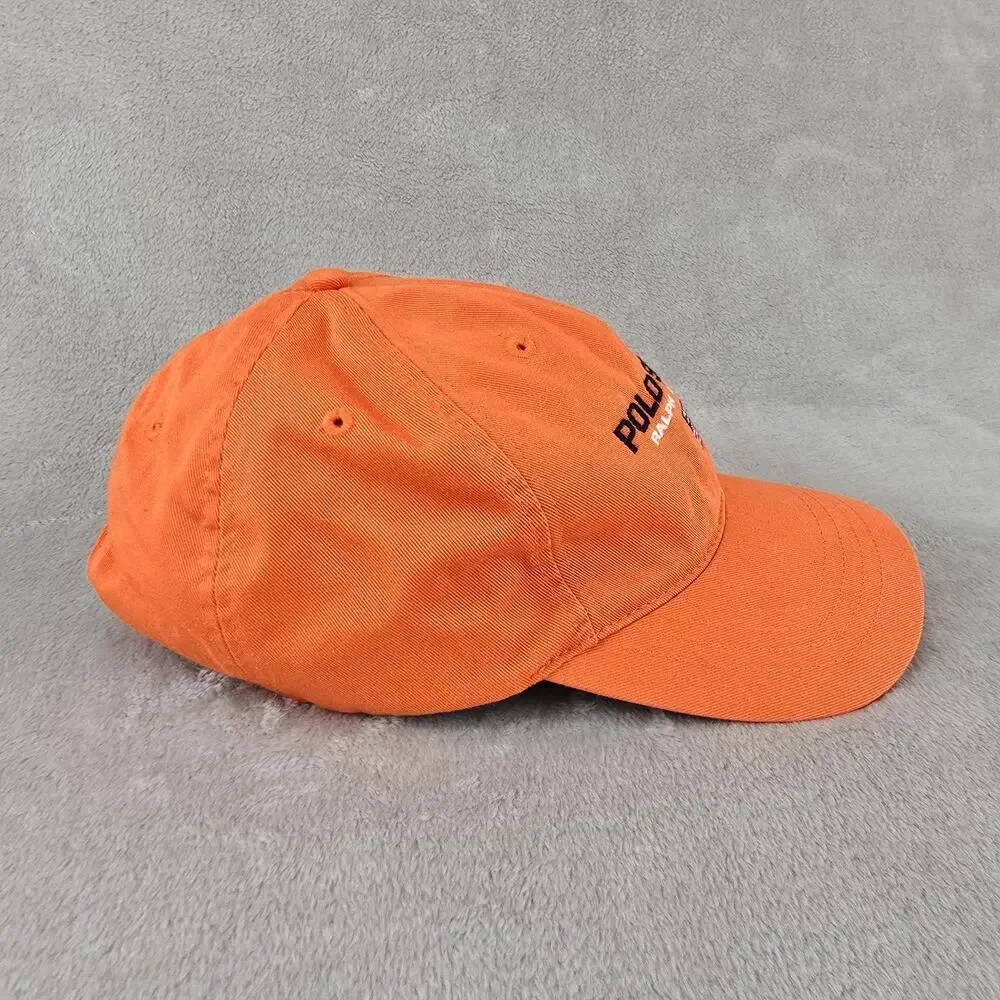 Vintage Polo Sport Ralph Lauren Hat Orange USA Flag Rare Cap Adjustable 90s Y2K